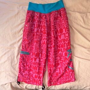 Pink and blue Zumba capri pants